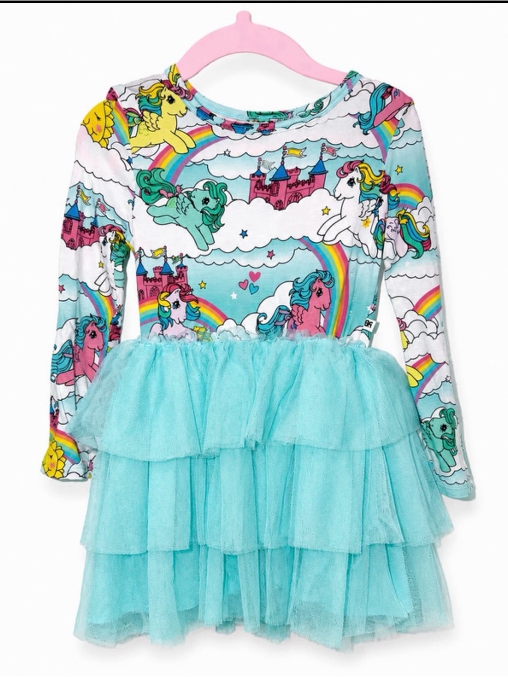 Girls' My Little Pony Rainbow Tulle Dress - Aqua Skirt